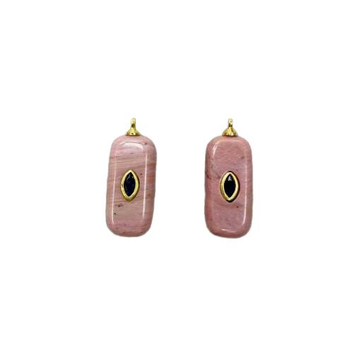 Gemstone Jewelry Pendants, with Brass, Rectangle, plated, DIY & different materials for choice & with rhinestone, 12x25mm, Sold By PC