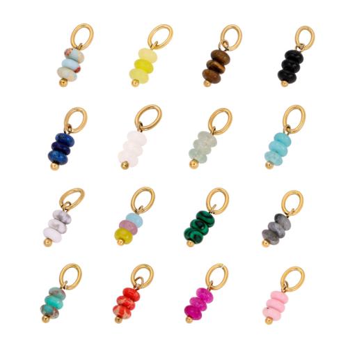 Gemstone Jewelry Pendants, 304 Stainless Steel, with Gemstone, Abacus, handmade, DIY, more colors for choice, 5x13mm, Sold By PC
