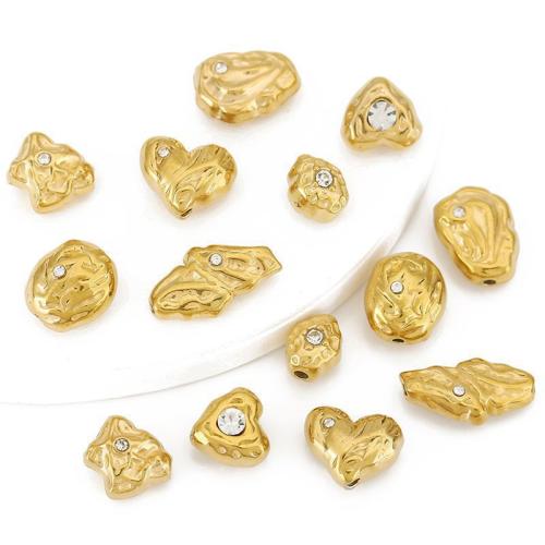 Stainless Steel Spacer Beads, 304 Stainless Steel, gold color plated, DIY & different styles for choice & micro pave cubic zirconia, Sold By PC