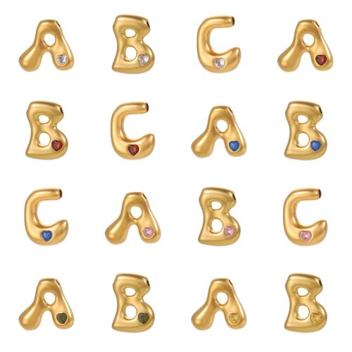 Stainless Steel Letter Pendants, 304 Stainless Steel, Alphabet Letter, gold color plated, DIY & different styles for choice & micro pave cubic zirconia, more colors for choice, Sold By PC