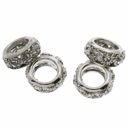 Brass Jewelry Beads, plated, DIY & with rhinestone, 12x6mm, Hole:Approx 8mm, Sold By PC
