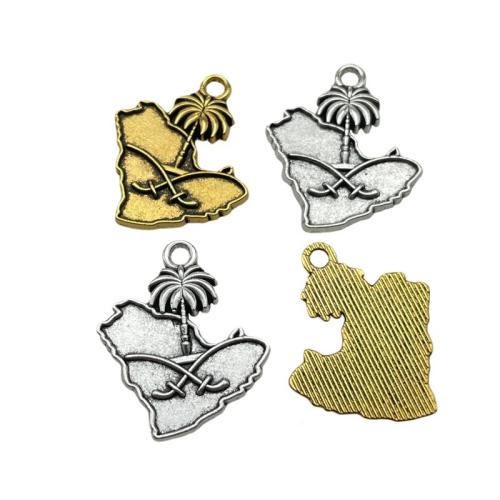 Tibetan Style Pendants, Map, plated, DIY, more colors for choice, 23x27mm, Sold By PC