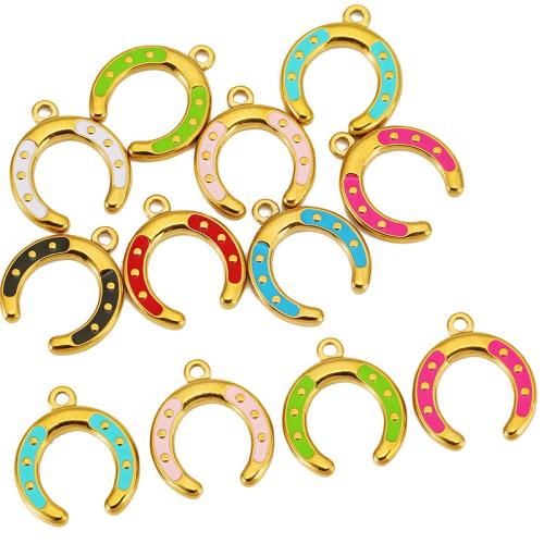 Stainless Steel Pendants, 304 Stainless Steel, Letter U, gold color plated, DIY & enamel, more colors for choice, 16x18.30mm, Sold By PC