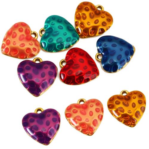 Stainless Steel Heart Pendants, 304 Stainless Steel, gold color plated, DIY & enamel, more colors for choice, 15.90x16.30mm, Sold By PC