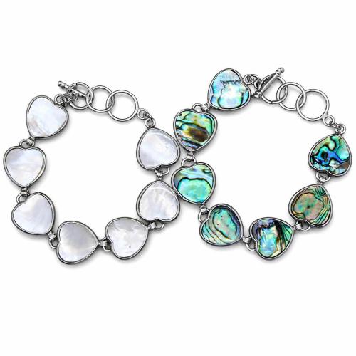Shell Bracelet, with Tibetan Style, Heart, fashion jewelry & for woman, more colors for choice, Length:Approx 21 cm, Sold By PC