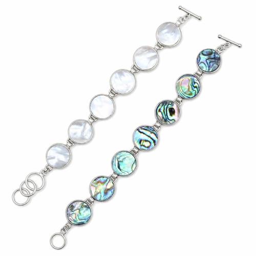 Shell Bracelet, with Tibetan Style, Flat Round, fashion jewelry & Unisex, more colors for choice, Length:Approx 21 cm, Sold By PC