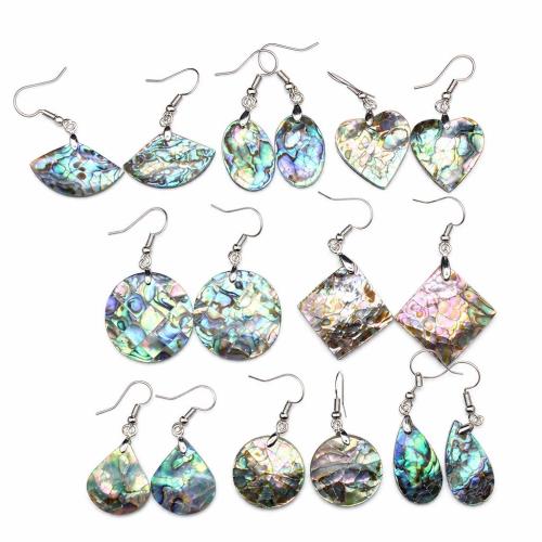Abalone Shell Drop Earring, with Tibetan Style, fashion jewelry & different styles for choice & for woman, Sold By Pair