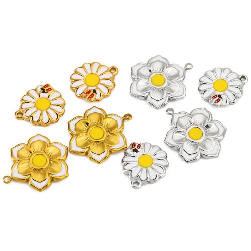 Stainless Steel Flower Pendant, 304 Stainless Steel, Vacuum Ion Plating, DIY & different styles for choice & enamel, Sold By PC