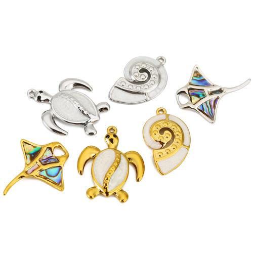 Stainless Steel Animal Pendants, 304 Stainless Steel, with Shell, Vacuum Ion Plating, ocean design & DIY & different styles for choice, Sold By PC