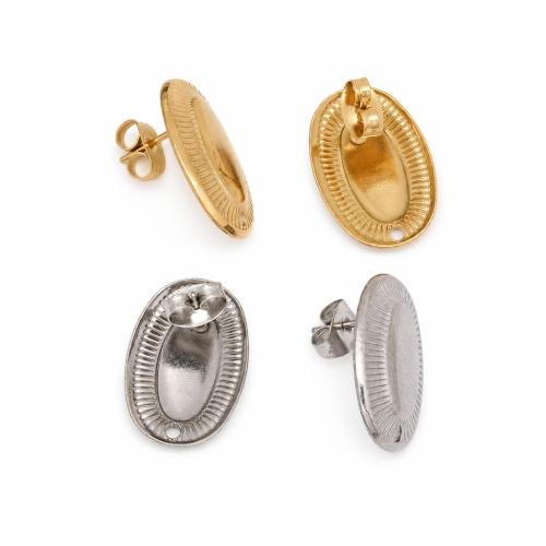 Stainless Steel Earring Stud Components, 304 Stainless Steel, Flat Oval, plated, DIY, more colors for choice, 13x19mm, 100PCs/Bag, Sold By Bag