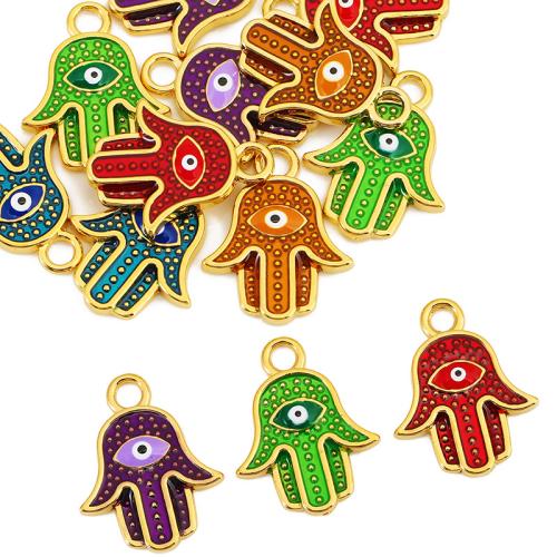 Evil Eye Pendants, 304 Stainless Steel, Hamsa, gold color plated, DIY & enamel, more colors for choice, 18x23mm, Sold By PC