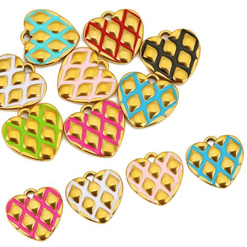 Stainless Steel Heart Pendants, 304 Stainless Steel, gold color plated, DIY & enamel, more colors for choice, 17.50x17mm, Sold By PC