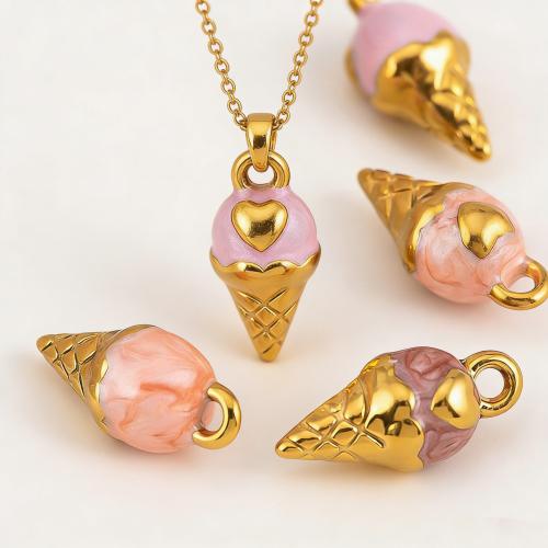 Stainless Steel Pendants, Ice Cream, plated, DIY & different styles for choice & enamel, more colors for choice, 8x17mm, 10PCs/Bag, Sold By Bag