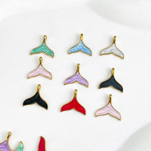 Stainless Steel Pendants, Mermaid tail, plated, DIY & enamel, more colors for choice, 17x18mm, 10PCs/Bag, Sold By Bag