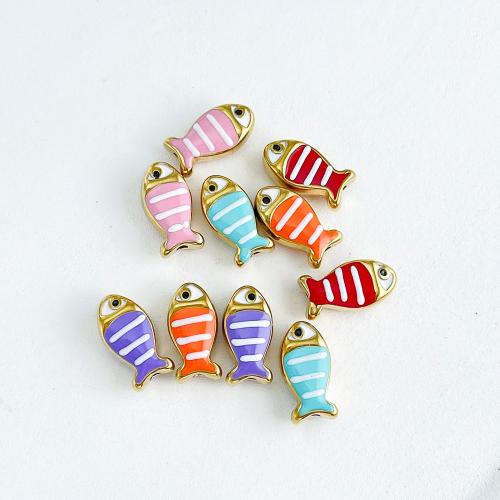 Stainless Steel Animal Pendants, Fish, plated, DIY & enamel, more colors for choice, 13x7mm, 10PCs/Bag, Sold By Bag
