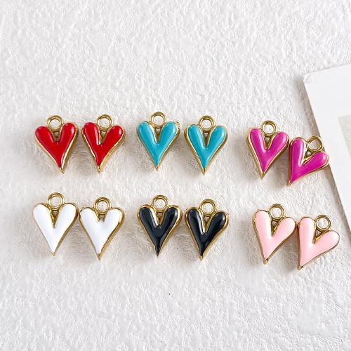 Stainless Steel Heart Pendants, plated, DIY & enamel, more colors for choice, 11x16mm, 10PCs/Bag, Sold By Bag