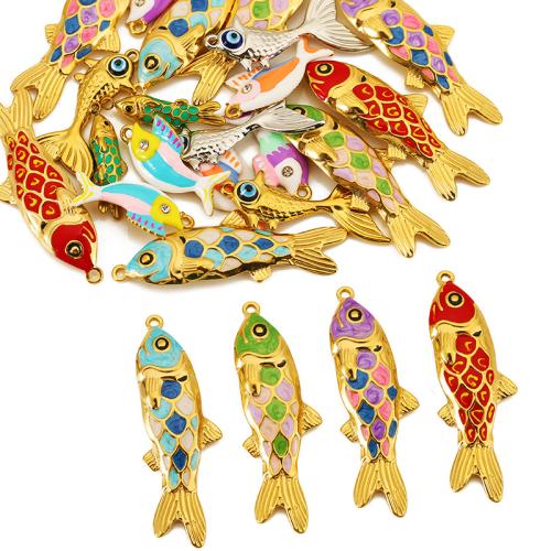 Stainless Steel Animal Pendants, 304 Stainless Steel, Fish, Vacuum Ion Plating, DIY & different styles for choice & enamel & with rhinestone, Sold By PC