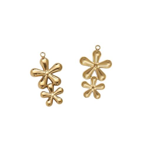 Stainless Steel Flower Pendant, 304 Stainless Steel, plated, DIY, more colors for choice, 17x30mm, 10PCs/Bag, Sold By Bag