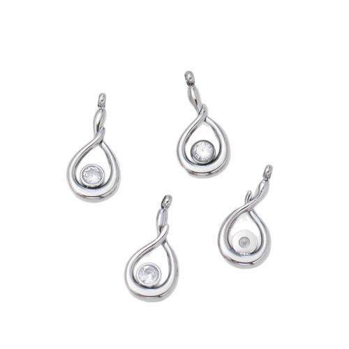Stainless Steel Pendants, 304 Stainless Steel, Teardrop, plated, DIY & with rhinestone, more colors for choice, 8x17mm, 10PCs/Bag, Sold By Bag
