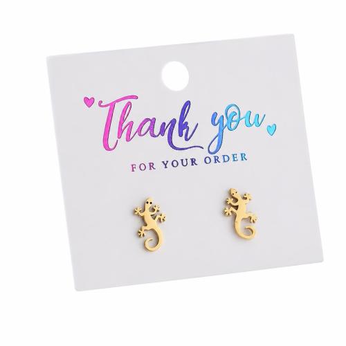 304 Stainless Steel Stud Earring, Gecko, plated, fashion jewelry & for woman, more colors for choice, 8x12mm, 12Pairs/Lot, Sold By Lot
