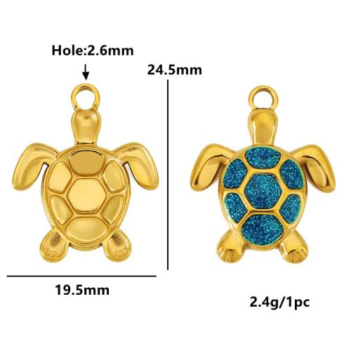 Stainless Steel Animal Pendants, 304 Stainless Steel, Turtle, Vacuum Ion Plating, DIY & enamel, more colors for choice, 19.50x24.50mm, Sold By PC