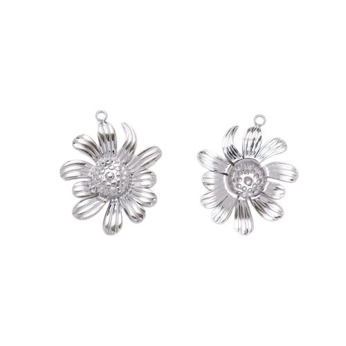 Stainless Steel Flower Pendant, 304 Stainless Steel, plated, DIY, more colors for choice, 24x30mm, 10PCs/Bag, Sold By Bag