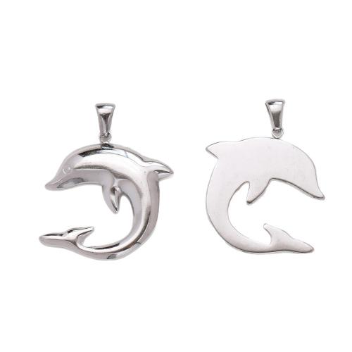 Stainless Steel Animal Pendants, 304 Stainless Steel, Dolphin, plated, DIY, more colors for choice, 26x33mm, 10PCs/Bag, Sold By Bag
