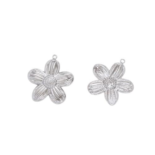 Stainless Steel Flower Pendant, 304 Stainless Steel, plated, DIY, more colors for choice, 26x28mm, 10PCs/Bag, Sold By Bag