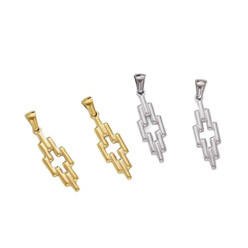 Stainless Steel Cross Pendants, 304 Stainless Steel, Geometrical Pattern, plated, DIY & hollow, more colors for choice, 9x33mm, 10PCs/Bag, Sold By Bag