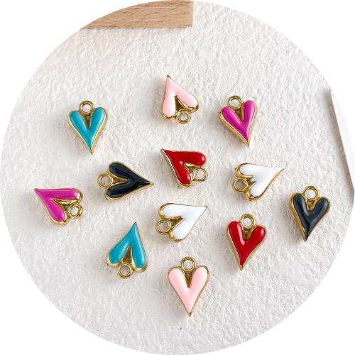 Pendientes Corazón de acero inoxidable, chapado, Bricolaje & esmalte, más colores para la opción, 11x16mm, 10PCs/Bolsa, Vendido por Bolsa