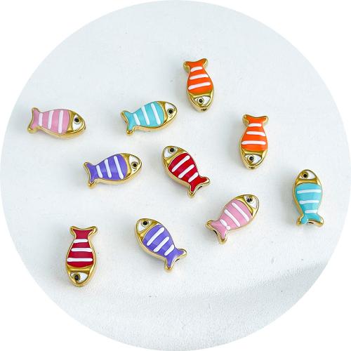 Stainless Steel Animal Pendants, Fish, plated, DIY & enamel, more colors for choice, 13x7mm, 10PCs/Bag, Sold By Bag