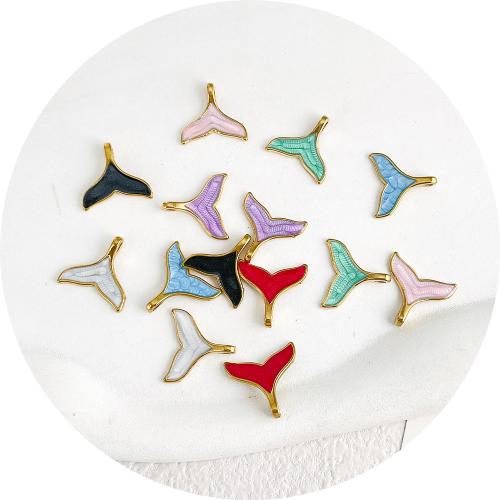Stainless Steel Pendants, Mermaid tail, plated, DIY & enamel, more colors for choice, 17x18mm, 10PCs/Bag, Sold By Bag