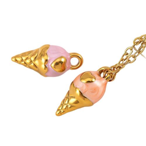 Stainless Steel Pendants, Ice Cream, plated, DIY & different styles for choice & enamel, more colors for choice, 8x17mm, 10PCs/Bag, Sold By Bag