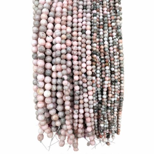 Gemstone Jewelry Beads, Zebra Jasper, Round, DIY & different size for choice, pink, Sold Per Approx 38 cm Strand