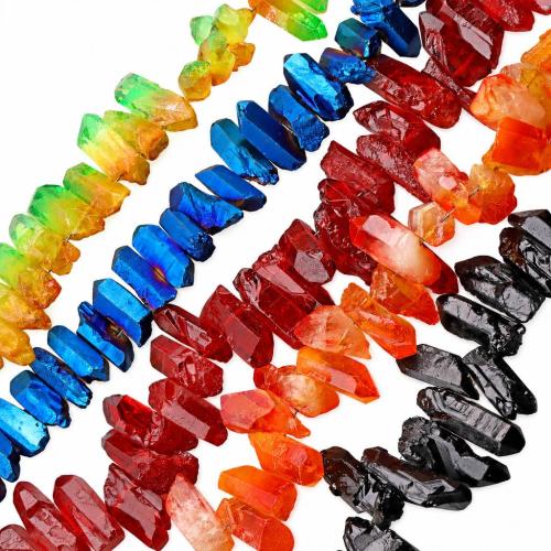 Natural Plating Quartz Beads, irregular, plated, DIY, more colors for choice, length 15-25mm, width 5-10mm, Sold Per Approx 38 cm Strand