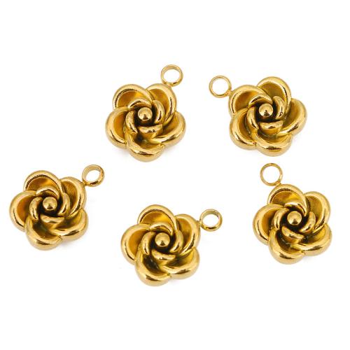 Stainless Steel Flower Pendant, 304 Stainless Steel, Rose, Vacuum Ion Plating, DIY & different size for choice & different styles for choice, Sold By PC