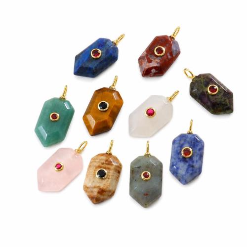 Gemstone Jewelry Pendants, with Brass, Geometrical Pattern, DIY & different materials for choice & with rhinestone, 15x42mm, Sold By PC