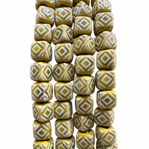 Porcelain Jewelry Beads, Square, hand drawing, DIY, more colors for choice, 11mm, 100PCs/Bag, Sold By Bag