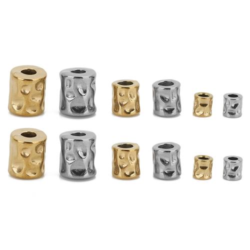 Stainless Steel Spacer Beads, 304 Stainless Steel, Round Tube, Vacuum Ion Plating, DIY & different size for choice & hammered, more colors for choice, Sold By PC