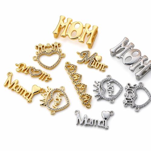 metal Conector, chapado, Joyería Día de la Madre & Bricolaje & diferentes estilos para la opción & con diamantes de imitación, size 10-50mm, Vendido por UD