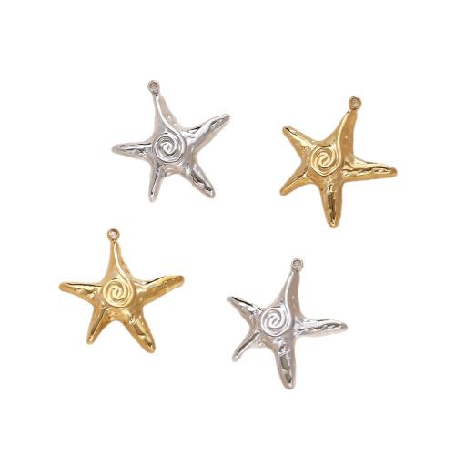 Edelstahl Tieranhänger, 304 Edelstahl, Seestern, plattiert, DIY, keine, 28x30mm, 10PCs/Tasche, verkauft von Tasche