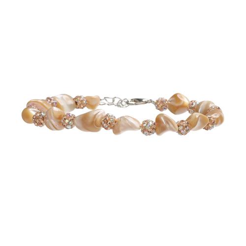 Shell Bracelet, with Tibetan Style, with 5cm extender chain, irregular, handmade, Unisex & with rhinestone, more colors for choice, Length:Approx 17 cm, Sold By PC
