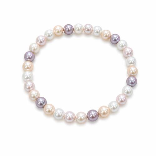 Shell Pearl Bracelet, Round, polished, different size for choice & for woman, mixed colors, Length:Approx 7 Inch, Sold By PC