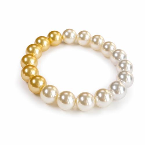 Shell Pearl Bracelet, Round, gradient color & different size for choice & for woman, Length:Approx 7 Inch, Sold By PC