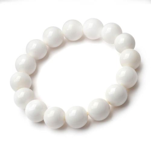 Shell Pearl Bracelet, Round, Unisex & different size for choice, white, Length:Approx 5.9-8.3 Inch, Sold By PC