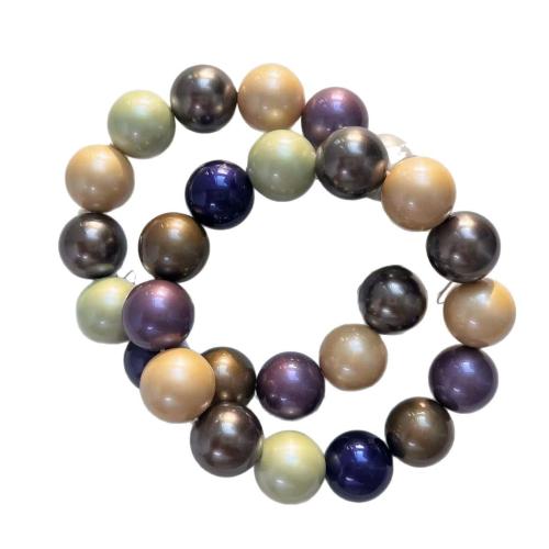 Shell Pearl Bracelet, Round, vintage & for woman, mixed colors, 14mm, Length:Approx 7 Inch, Sold By PC