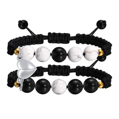 Abrazine Stone Bracelet Set, with Magnesite & 304 Stainless Steel, Unisex & with magnetic & different styles for choice & enamel, Sold By Set