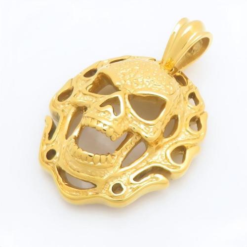 Acier inoxydable Crâne Pendentifs, Acier inoxydable 304, crane, Placage, DIY & creux, plus de couleurs à choisir, 42x35mm, Vendu par PC