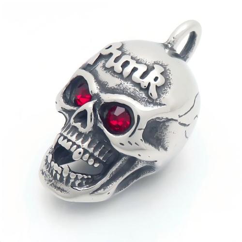 Edelstahl Schädel Anhänger, 304 Edelstahl, plattiert, Design für Halloween & DIY & mit Strass, keine, 46x26mm, verkauft von PC