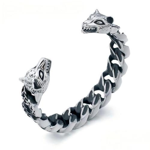 Titanium Steel Cuff Bangle, Wolf, vintage & for man, Sold By PC
